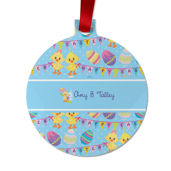 Custom Happy Easter Metal Ball Ornament - Double Sided w/ Multiple Names