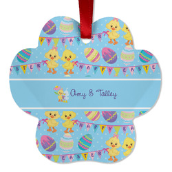 Happy Easter Metal Paw Ornament - Double Sided w/ Multiple Names