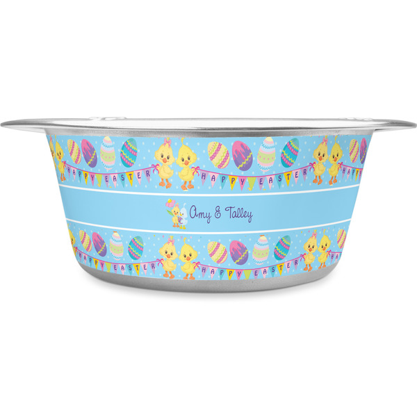 Custom Happy Easter Stainless Steel Dog Bowl - Large (Personalized)