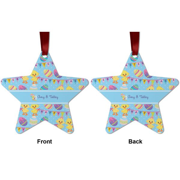 Happy Easter Metal Star Ornament - Front and Back