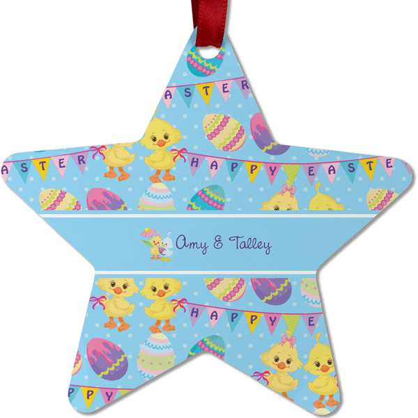 Custom Happy Easter Metal Star Ornament - Double Sided w/ Multiple Names