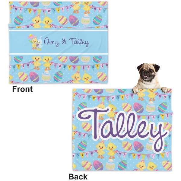Happy Easter Microfleece Dog Blanket - Large- Front & Back