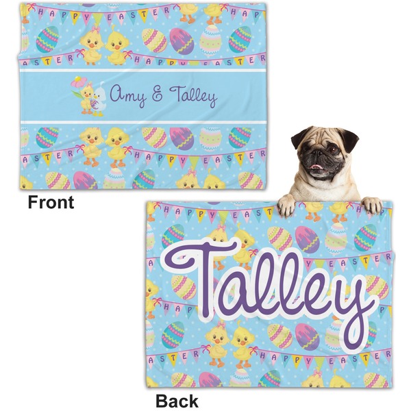 Happy Easter Microfleece Dog Blanket - Regular - Front & Back