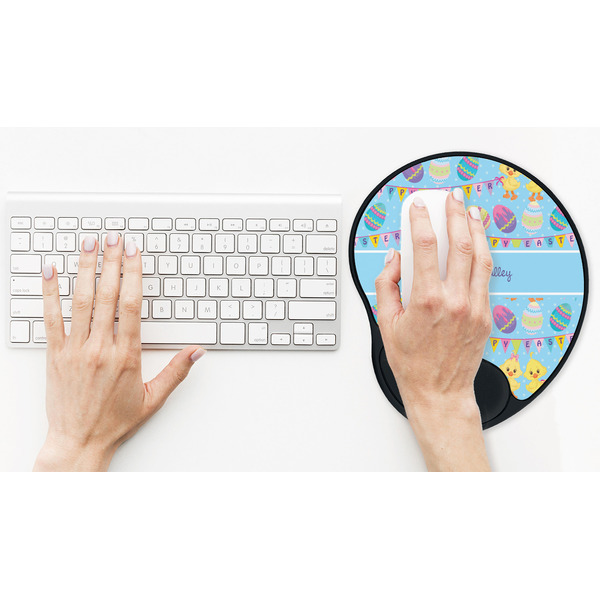 Happy Easter Mouse Pad with Wrist Rest - LIFESYTLE 2 (in use)