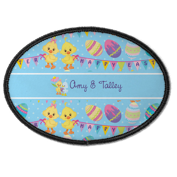 Custom Happy Easter Iron On Oval Patch w/ Multiple Names