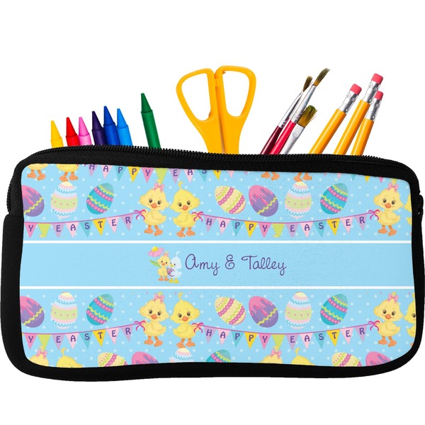 Custom Happy Easter Neoprene Pencil Case - Small w/ Multiple Names
