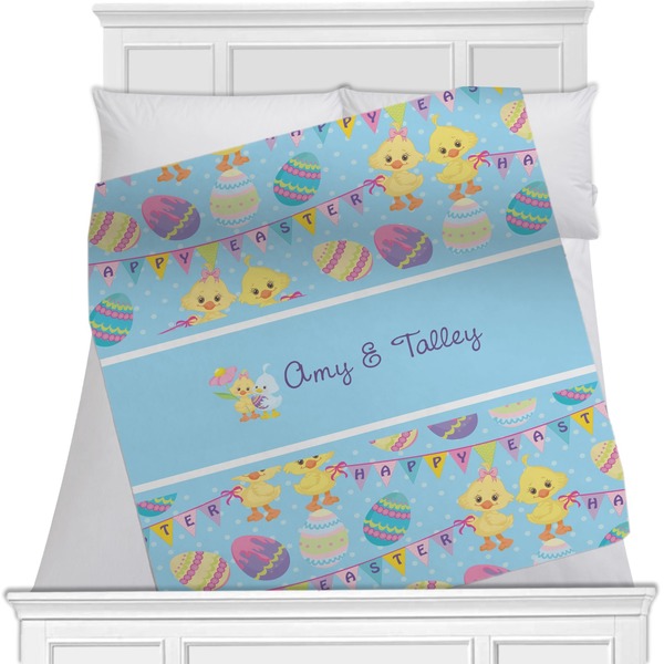 Custom Happy Easter Minky Blanket - Twin / Full - 80"x60" - Double Sided (Personalized)