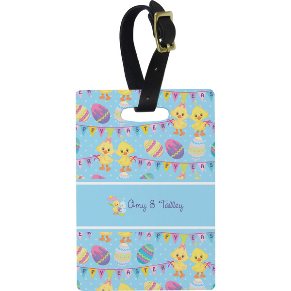 Custom Happy Easter Plastic Luggage Tag - Rectangular w/ Multiple Names