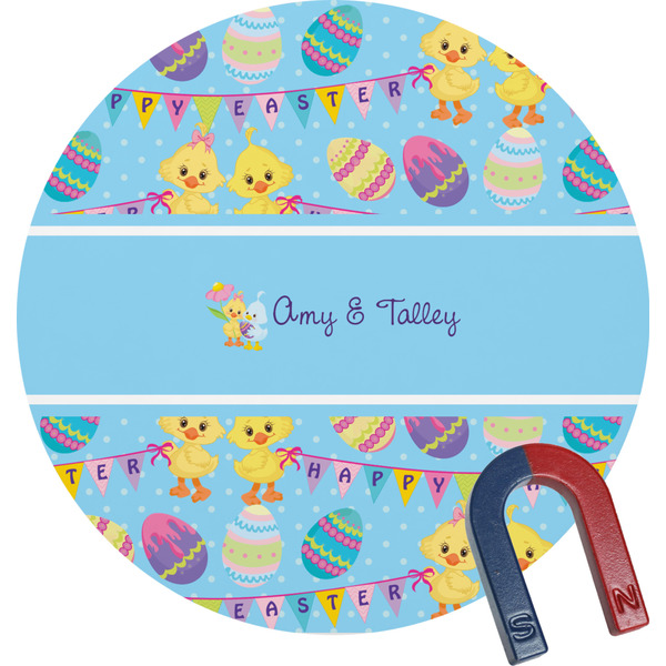 Custom Happy Easter Round Fridge Magnet (Personalized)
