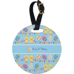 Happy Easter Plastic Luggage Tag - Round (Personalized)