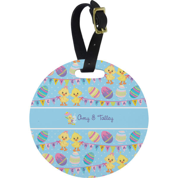 Custom Happy Easter Plastic Luggage Tag - Round (Personalized)