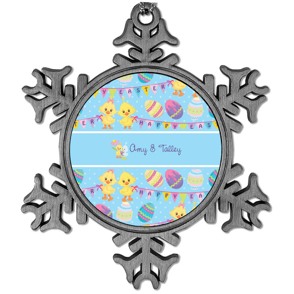 Custom Happy Easter Vintage Snowflake Ornament (Personalized)