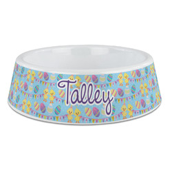 Happy Easter Plastic Dog Bowl - Large (Personalized)