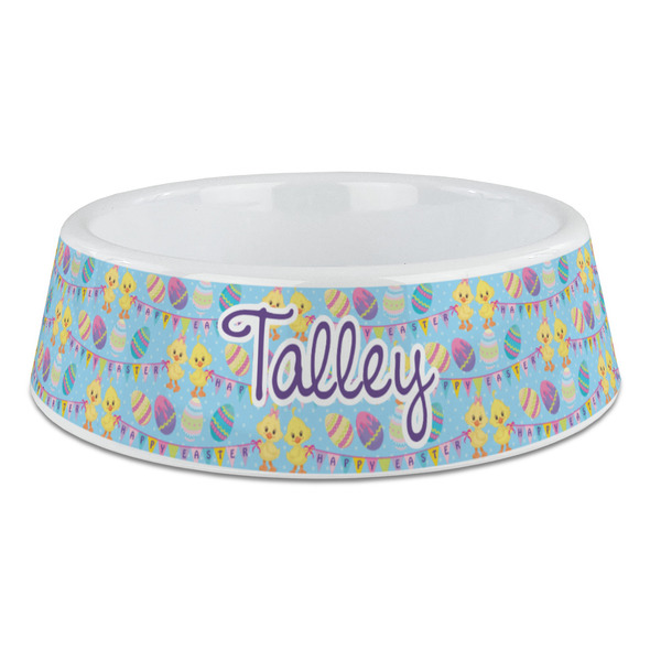 Custom Happy Easter Plastic Dog Bowl - Large (Personalized)