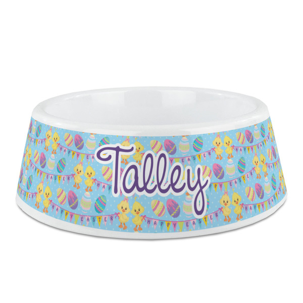 Custom Happy Easter Plastic Dog Bowl (Personalized)