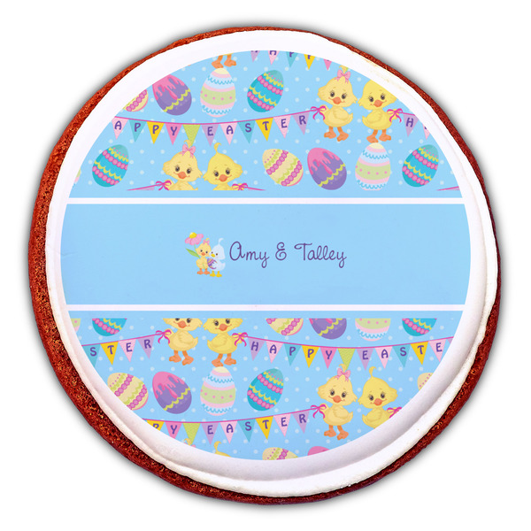 Happy Easter Printed Icing Circle - Large - On Cookie