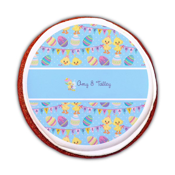 Happy Easter Printed Icing Circle - Medium - On Cookie