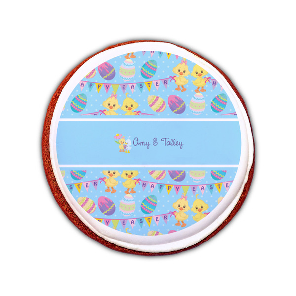 Happy Easter Printed Icing Circle - Small - On Cookie