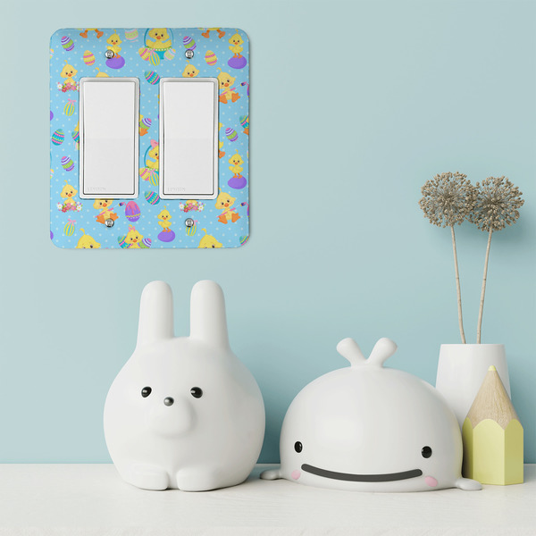 Happy Easter Rocker Light Switch Covers - Double - IN CONTEXT