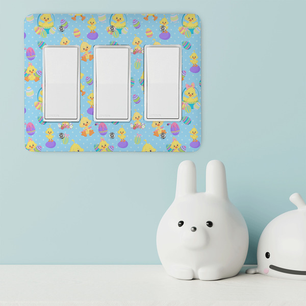 Happy Easter Rocker Light Switch Covers - Triple - IN CONTEXT