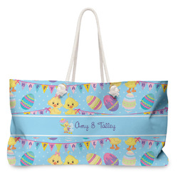 Happy Easter Large Tote Bag with Rope Handles (Personalized)