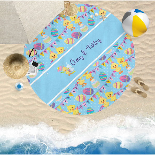 Happy Easter Round Beach Towel Lifestyle