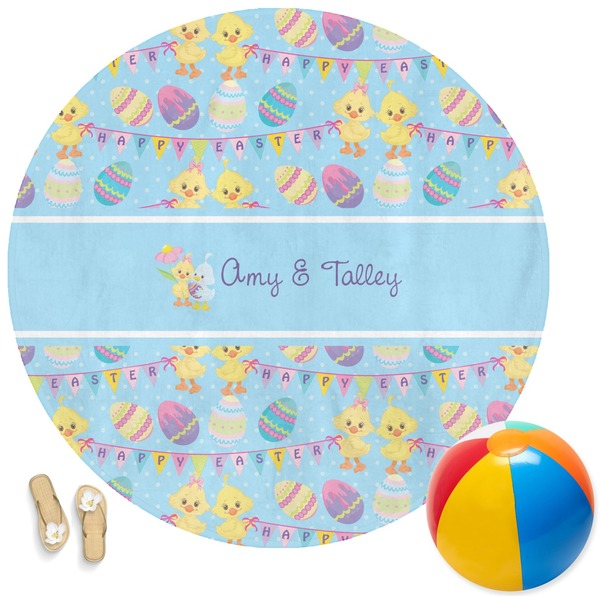 Custom Happy Easter Round Beach Towel (Personalized)