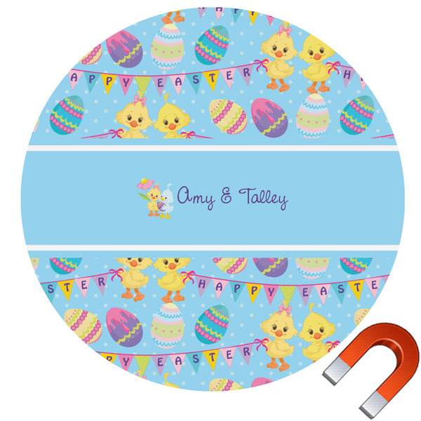 Custom Happy Easter Round Car Magnet - 10" (Personalized)