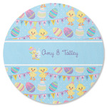 Happy Easter Round Rubber Backed Coaster (Personalized)