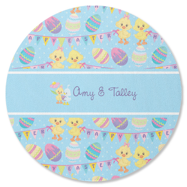Custom Happy Easter Round Rubber Backed Coaster (Personalized)