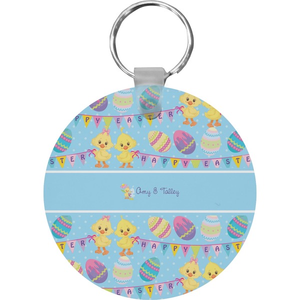Custom Happy Easter Round Plastic Keychain (Personalized)