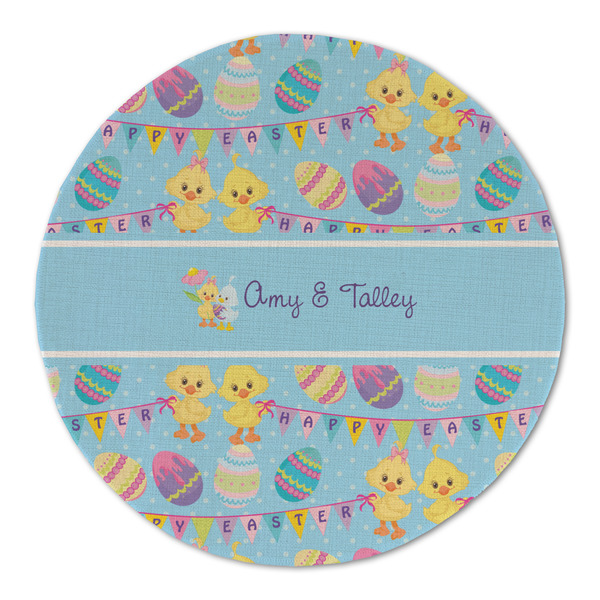 Happy Easter Round Linen Placemats - FRONT (Double Sided)