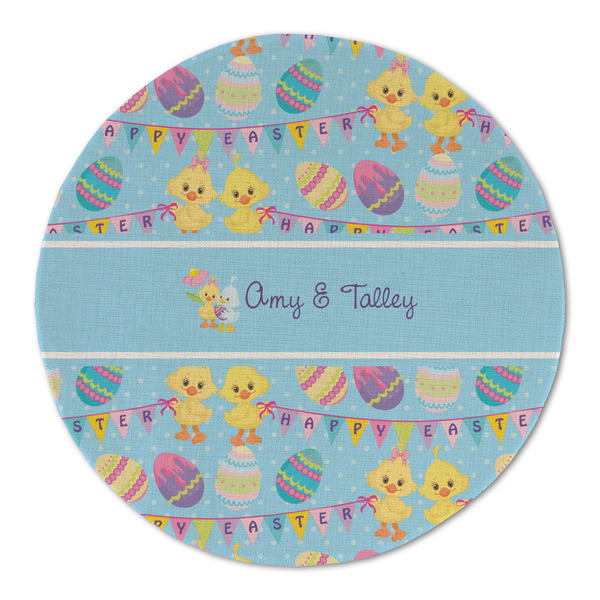 Custom Happy Easter Round Linen Placemat (Personalized)