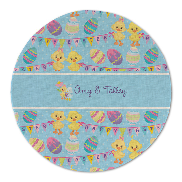 Custom Happy Easter Round Linen Placemat (Personalized)