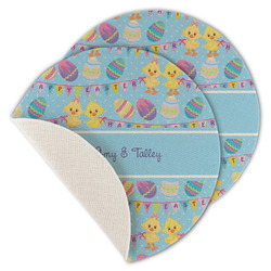 Happy Easter Round Linen Placemat - Single Sided - Set of 4 (Personalized)