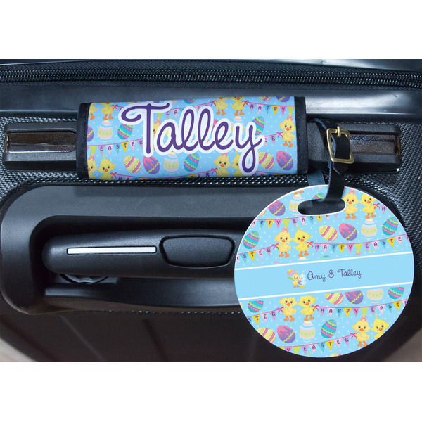 Happy Easter Round Luggage Tag & Handle Wrap - In Context