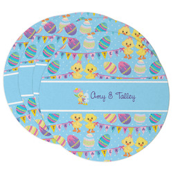 Happy Easter Round Paper Coasters w/ Multiple Names