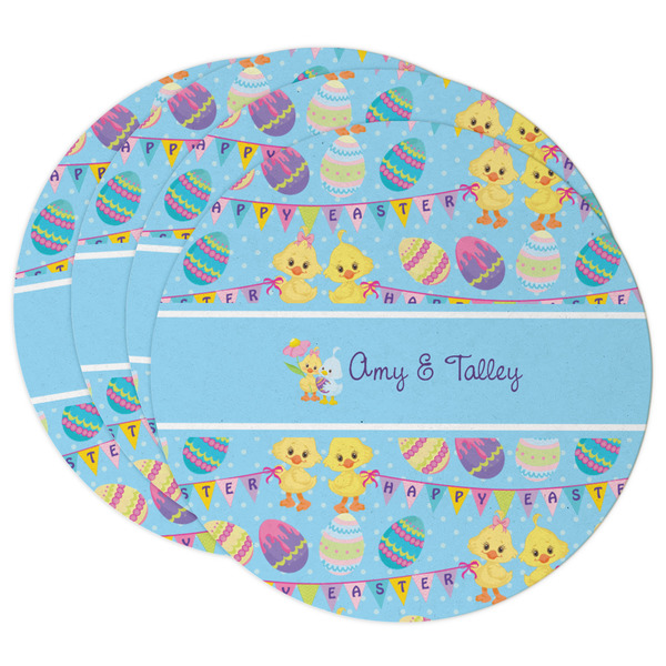 Custom Happy Easter Round Paper Coasters w/ Multiple Names