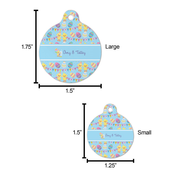 Happy Easter Round Pet ID Tag - Large - Comparison Scale
