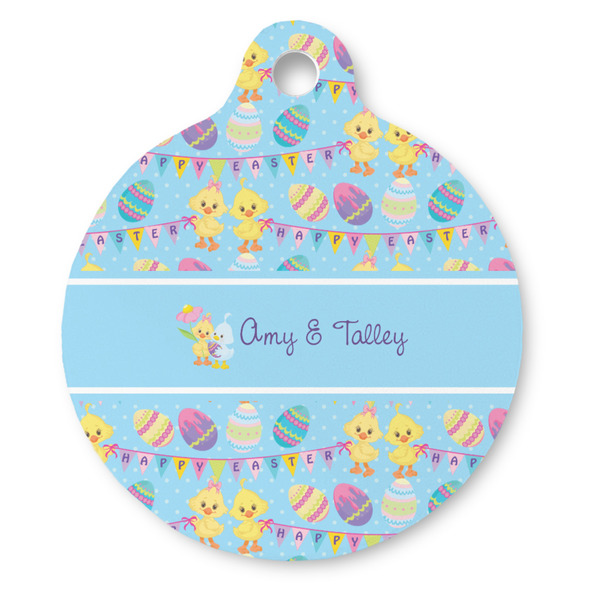 Custom Happy Easter Round Pet ID Tag - Large (Personalized)