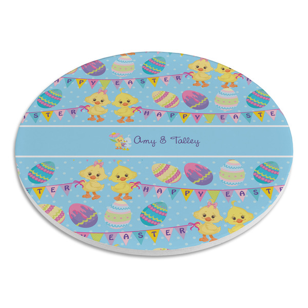 Happy Easter Round Stone Trivet - Angle View