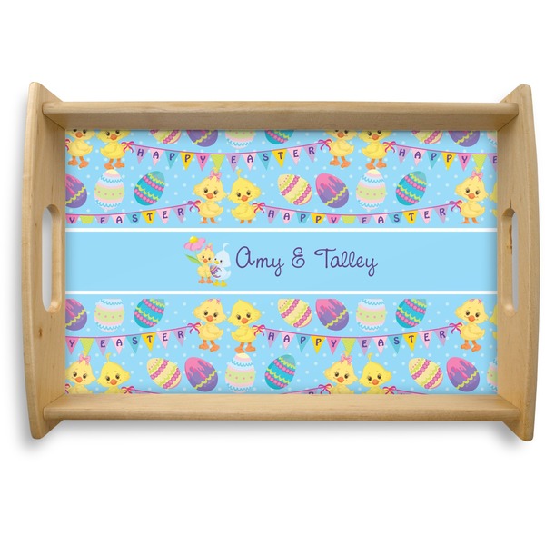 Custom Happy Easter Natural Wooden Tray - Small (Personalized)