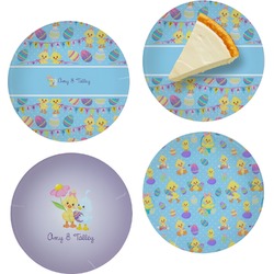 Happy Easter Set of 4 Glass Appetizer / Dessert Plate 8" (Personalized)