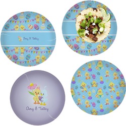 Happy Easter Set of 4 Glass Lunch / Dinner Plate 10" (Personalized)