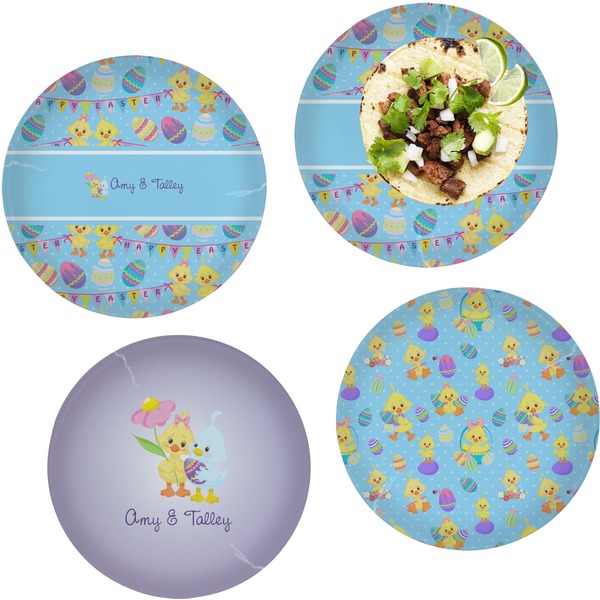Custom Happy Easter Set of 4 Glass Lunch / Dinner Plate 10" (Personalized)