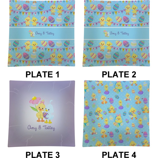 Happy Easter Set of Square Dinner Plates (Approval)