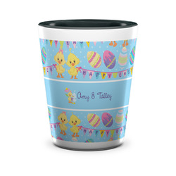 Happy Easter Ceramic Shot Glass - 1.5 oz - Two Tone - Set of 4 (Personalized)