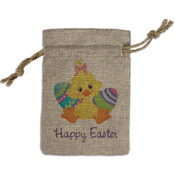 Happy Easter Small Burlap Gift Bag - Front (Personalized)