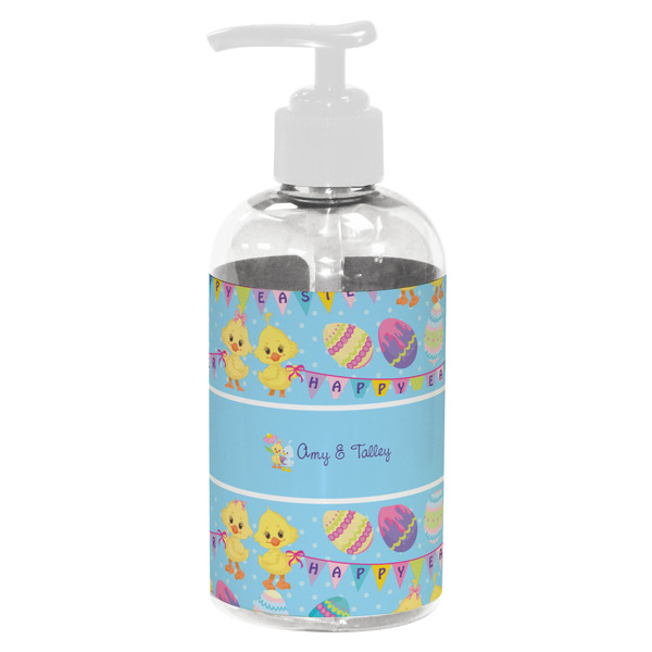 Custom Happy Easter Plastic Soap / Lotion Dispenser (8 oz - Small - White) (Personalized)