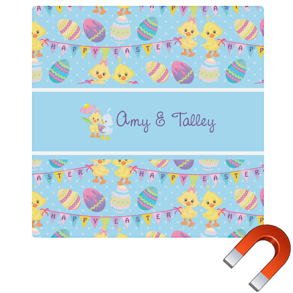 Custom Happy Easter Square Car Magnet - 6" (Personalized)